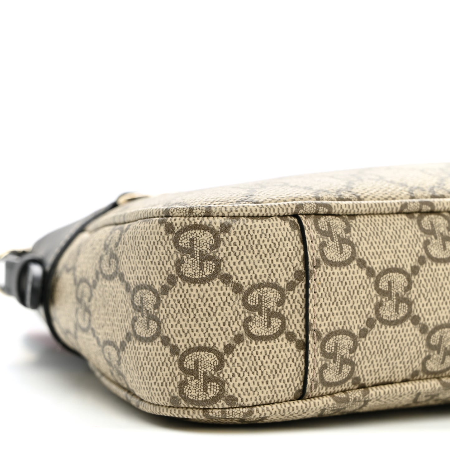 GG Supreme Monogram Textured Calfskin Small Emblem Shoulder Bag Beige Black