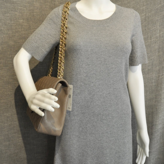 Lambskin Quilted Jumbo Flap Brown