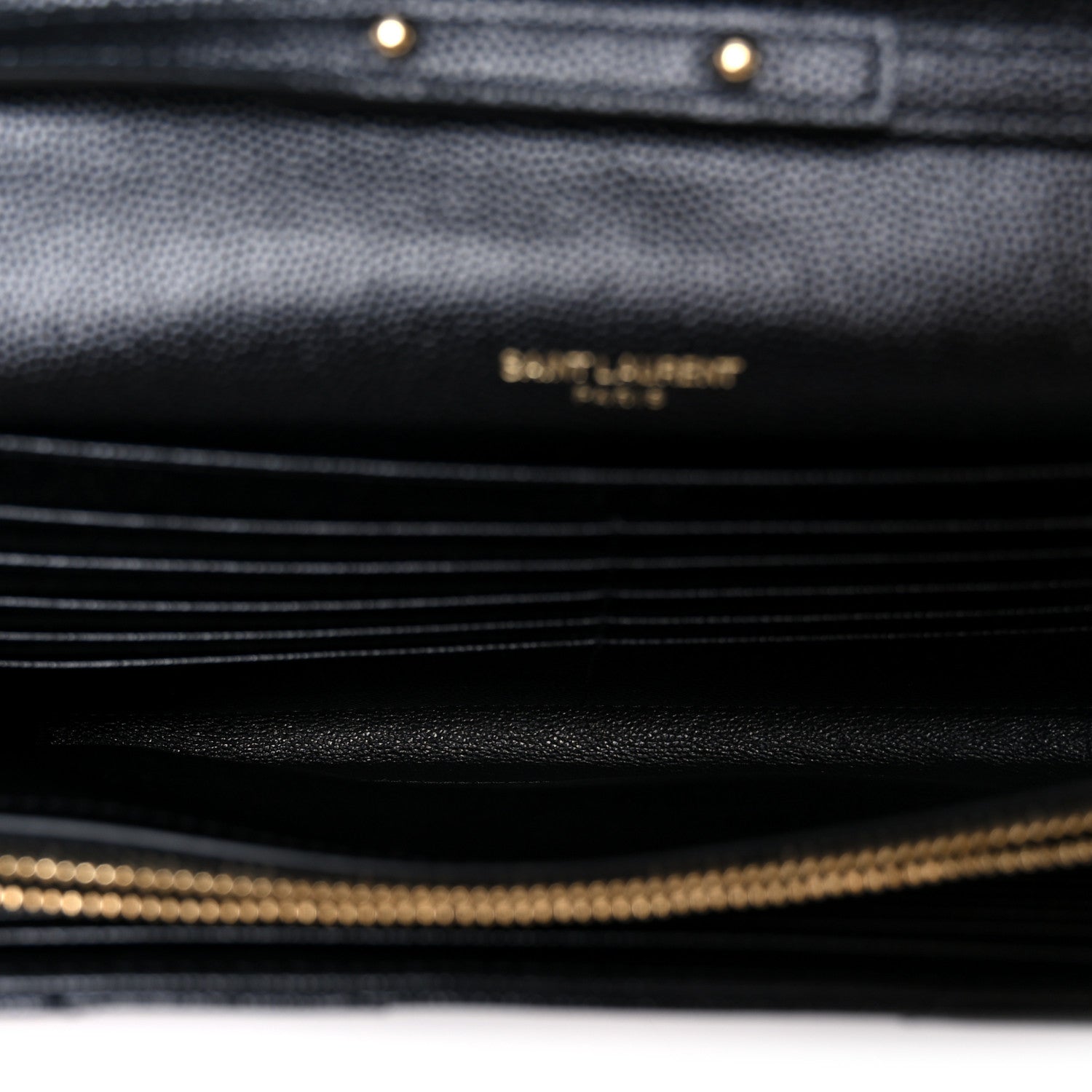 Saint Laurent Grain De Poudre Matelasse Chevron Monogram Chain Wallet Black 5 of 9