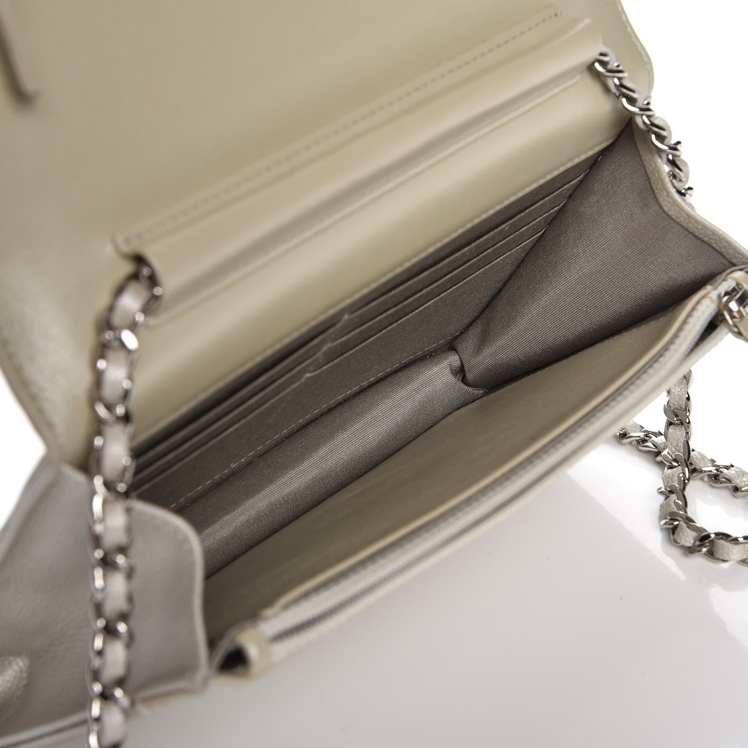 Chanel Caviar Sevruga Wallet On Chain WOC White 5 of 8