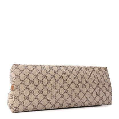 Gucci GG Supreme Monogram Emblem Large Tote Bag Beige Dark Brown 4 of 10