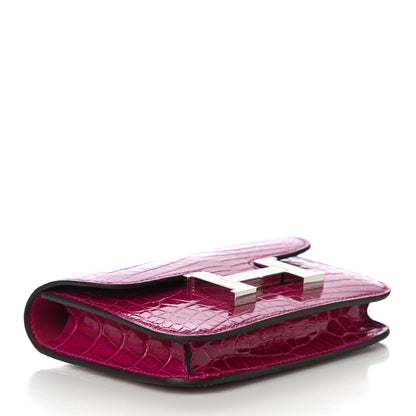 Hermes Shiny Alligator Constance Slim Wallet Rose Scheherazade 5 of 12