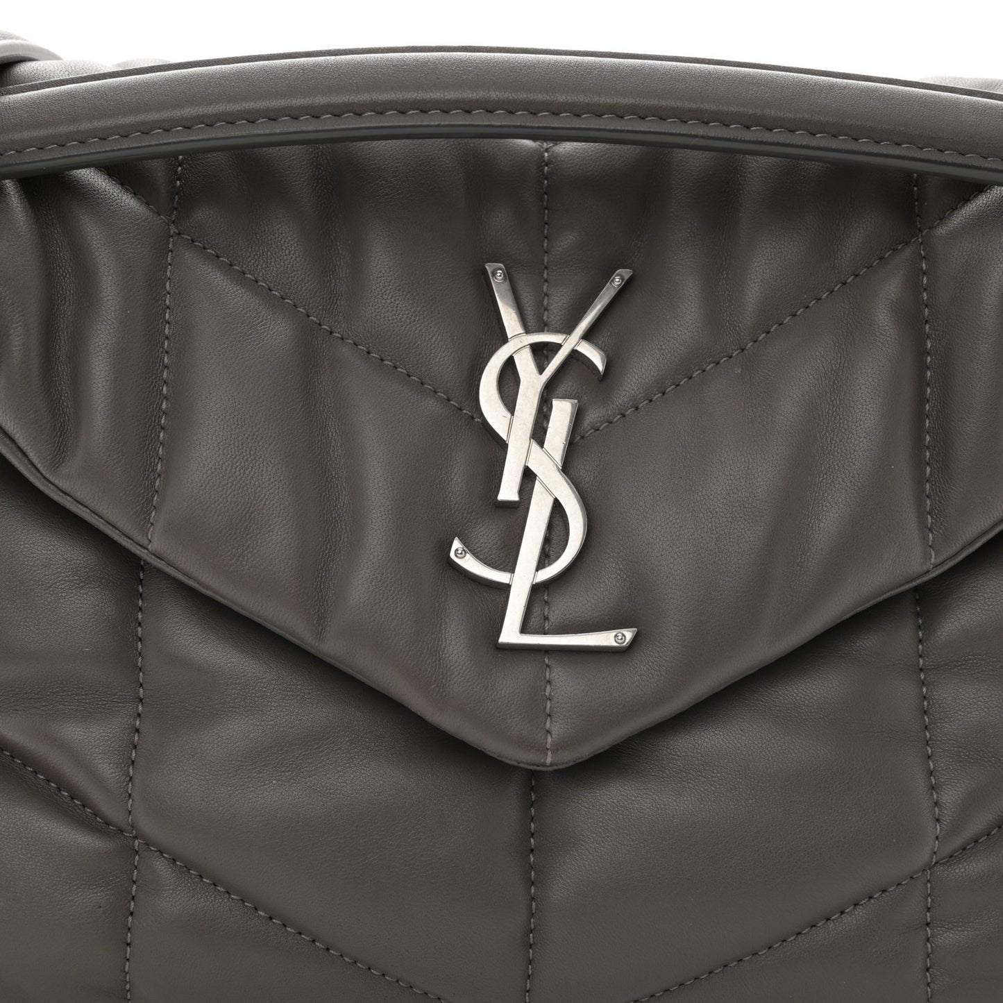 Lambskin Quilted Small Loulou Puffer Monogram Chain Satchel Storm