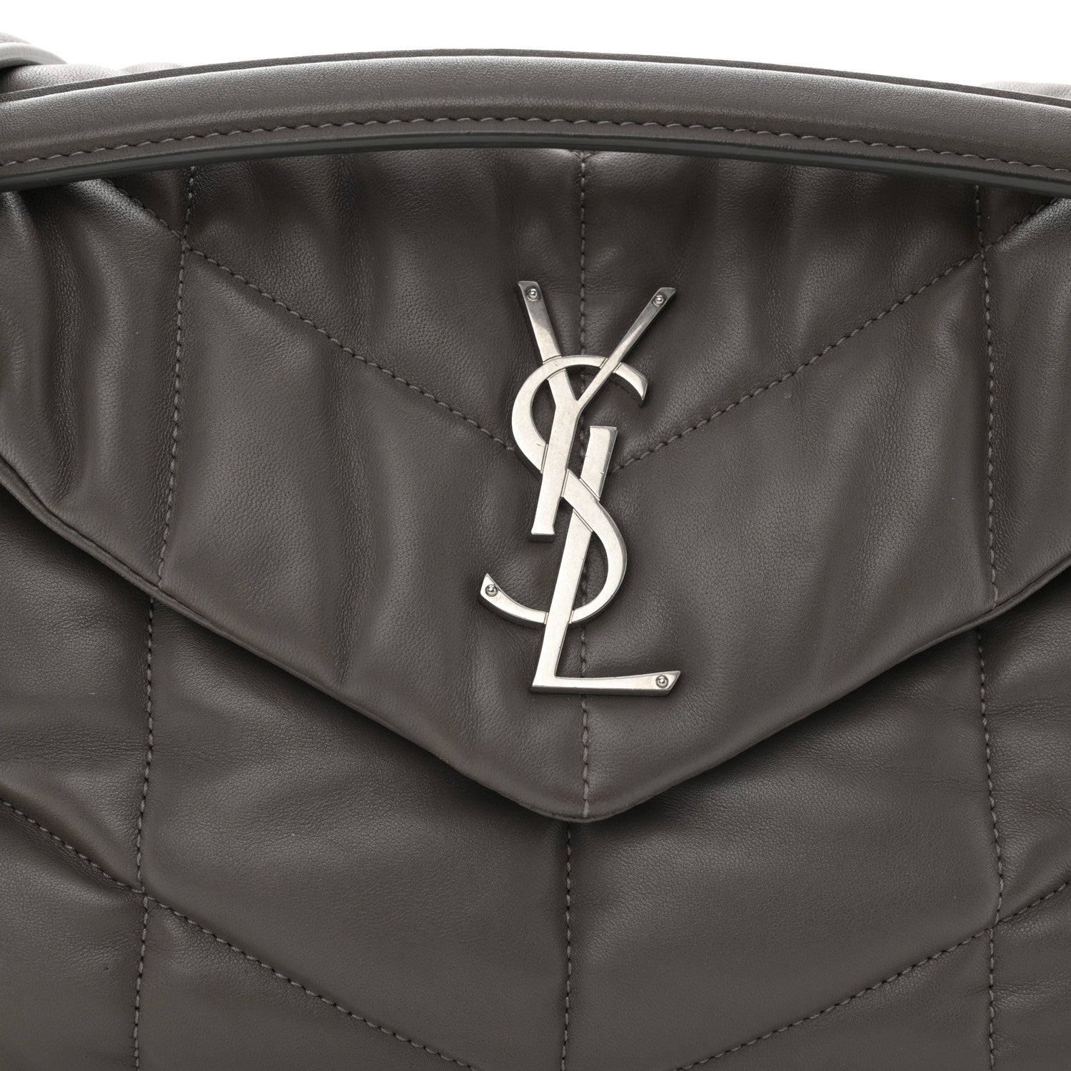 Saint Laurent Lambskin Quilted Small Loulou Puffer Monogram Chain Satchel Storm 8 of 11