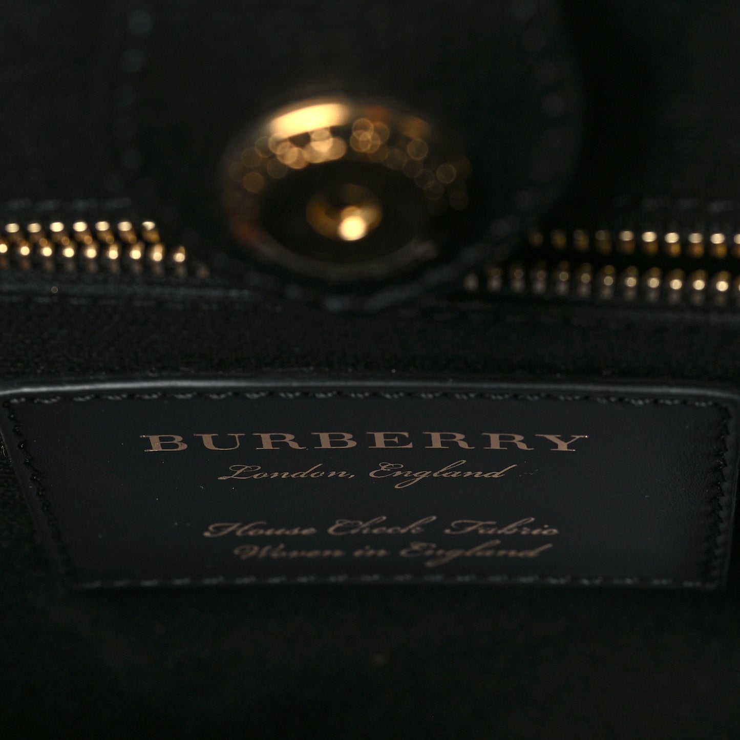 Grainy Calfskin House Check Medium Banner Tote Black