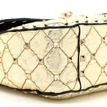 Valentino Garavani Metallic Wrinkled Lambskin Medium Rockstud Spike Shoulder Bag Mekong 8 of 9