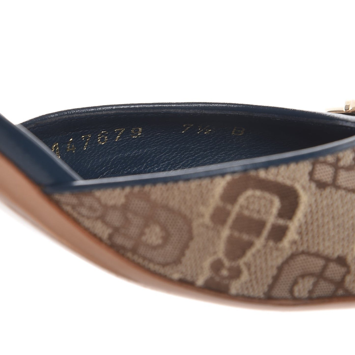 Canvas Horsebit Slides 7.5 Beige Blue