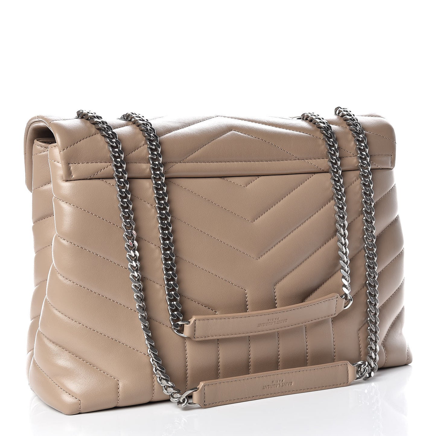 Calfskin Y Quilted Monogram Medium Loulou Chain Satchel Dark Beige