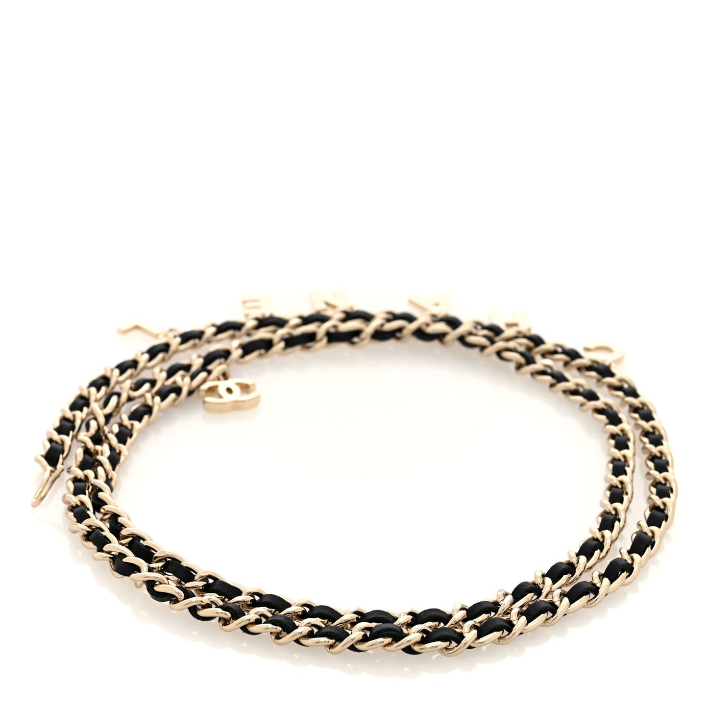 Lambskin Metal CC Chain Logo Belt Gold