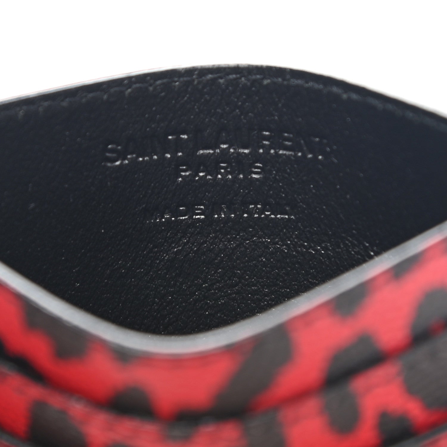 Saint Laurent Grain De Poudre Baby Cat Print Card Case Rouge Eros Black 6 of 8