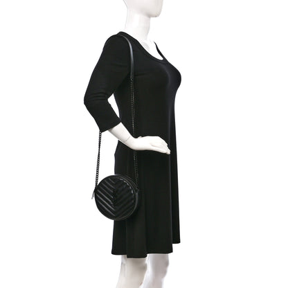 Saint Laurent Calfskin Matelasse Chevron Round Vinyle Camera Bag Black 2 of 8