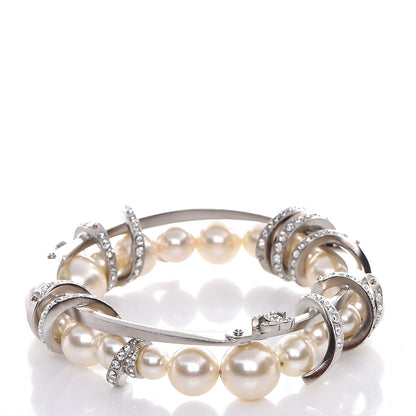 Chanel Pearl Crystal CC Bracelet Silver 3 of 6