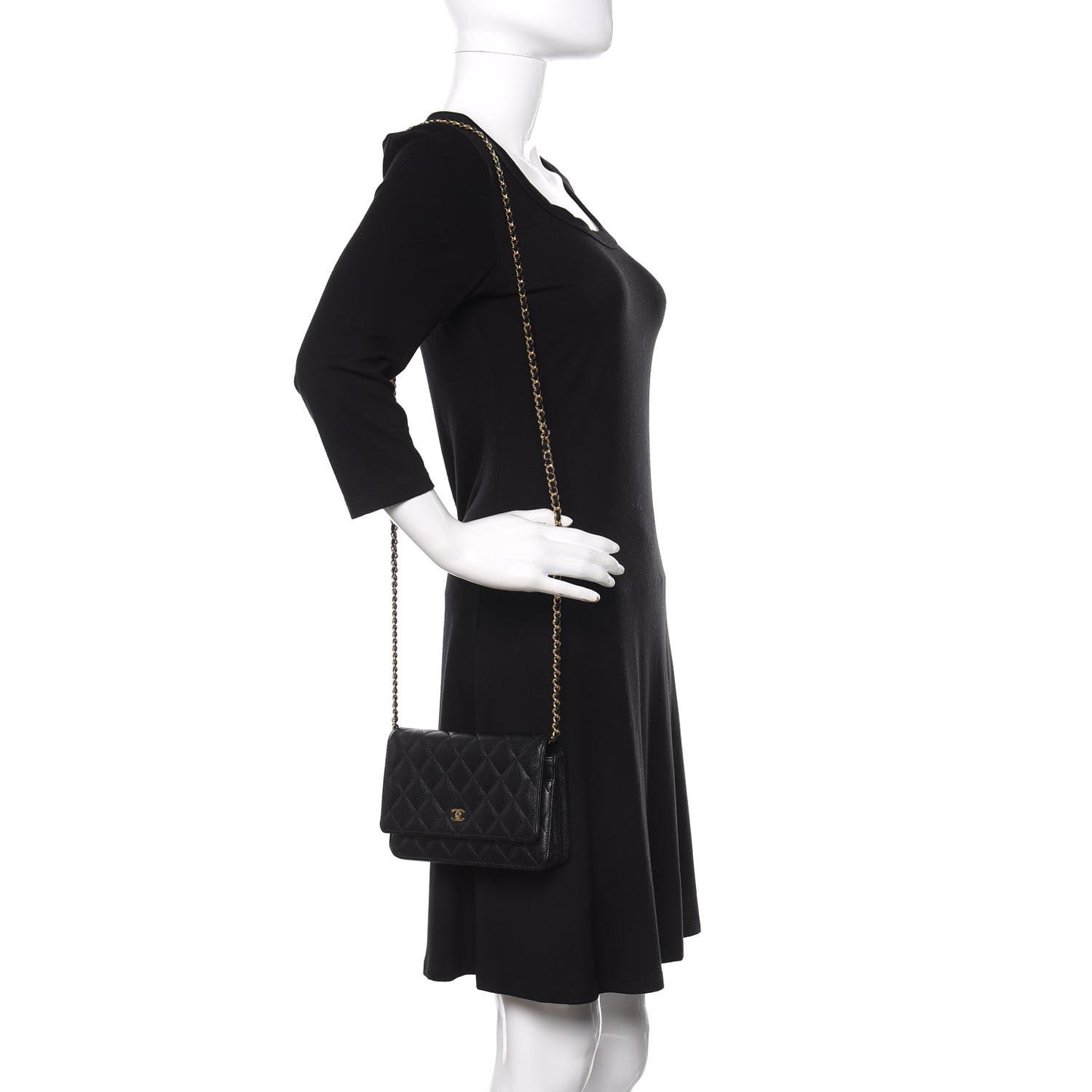 Caviar Quilted Wallet On Chain WOC Black