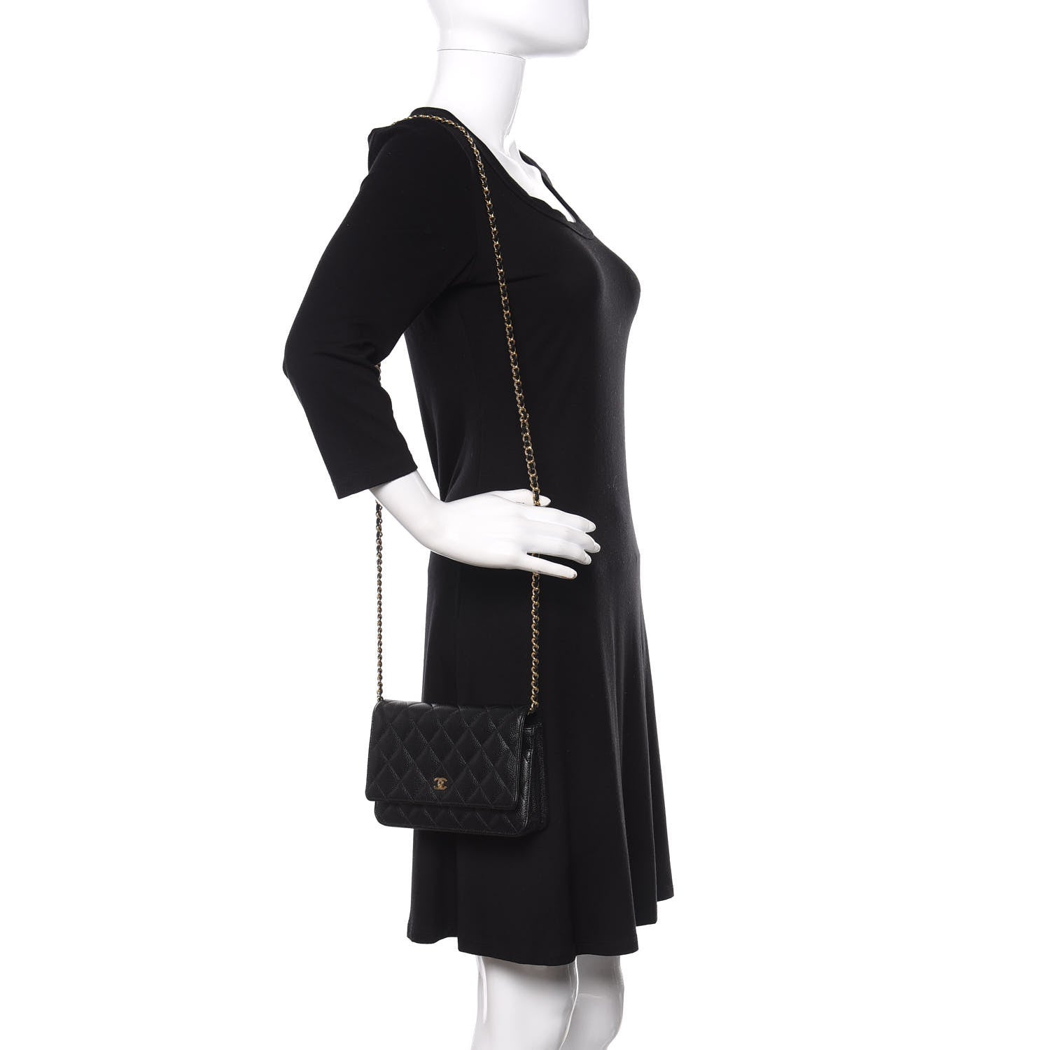Chanel Caviar Quilted Wallet On Chain WOC Black 2 of 12