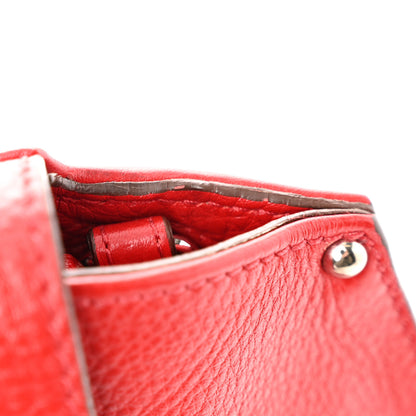 Salvatore Ferragamo Grained Calfskin Sofia Satchel Red 10 of 10
