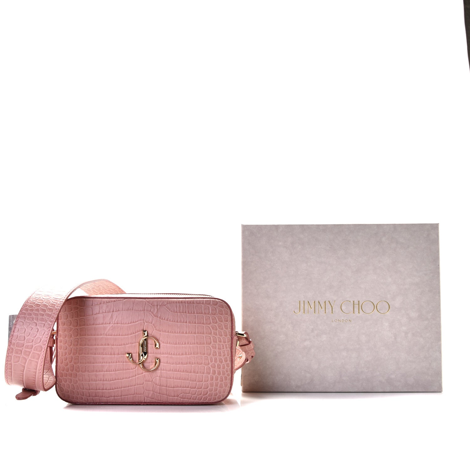Jimmy Choo Calfskin Crocodile Embossed Varenne Camera Bag Blush 10 of 10