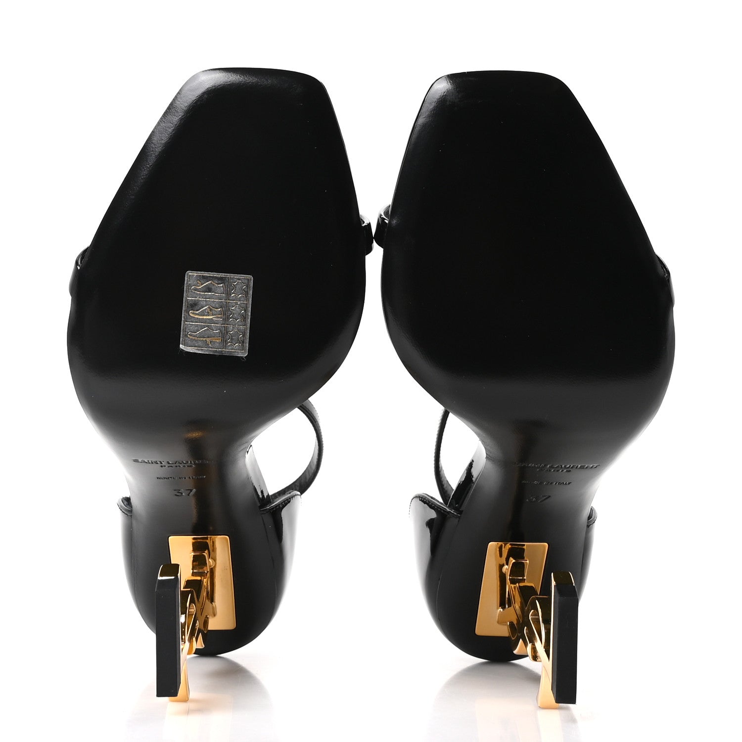 Saint Laurent Patent Calfskin Opyum 110 Sandals Black Gold 37 Black Gold 12 of 20