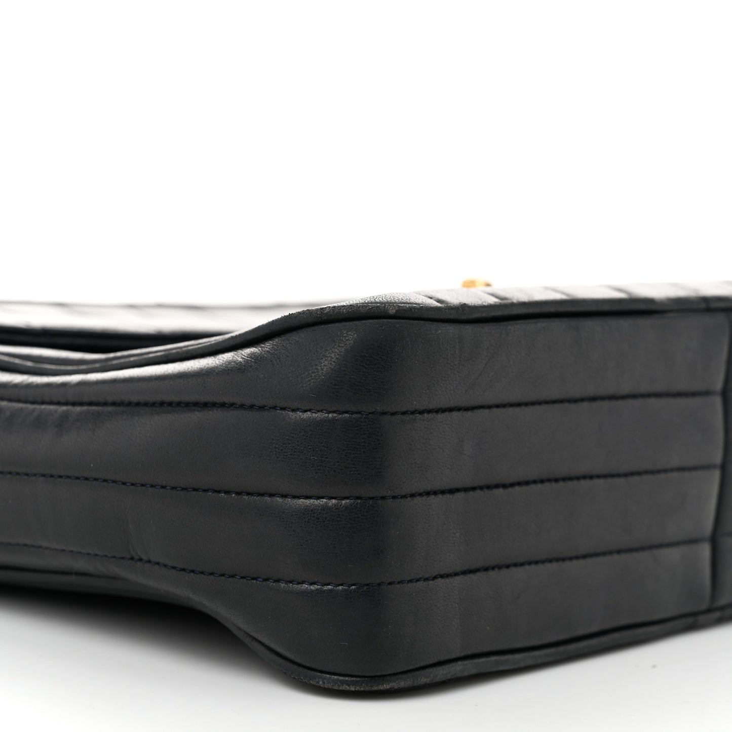 Lambskin Vertical Quilted Flap Camera Case Navy Blue