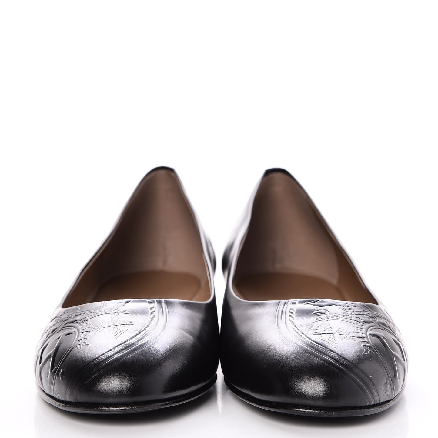Glossy Calfskin Neuilly Ballerina Flats 38.5 Black