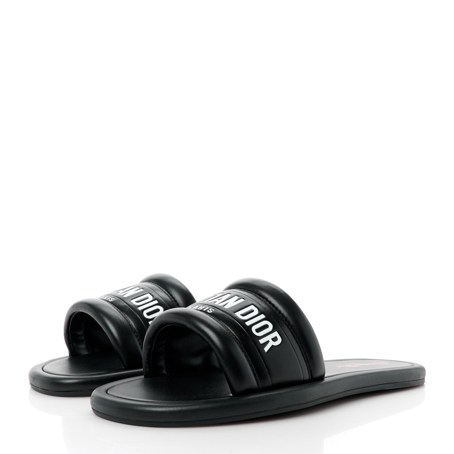 Christian Dior Lambskin Embossed Every-D Flat Slide Sandals 41 Black 3 of 9