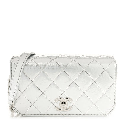 Chanel Hammered Metallic Calfskin Quilted Flap Silver 1 of 10