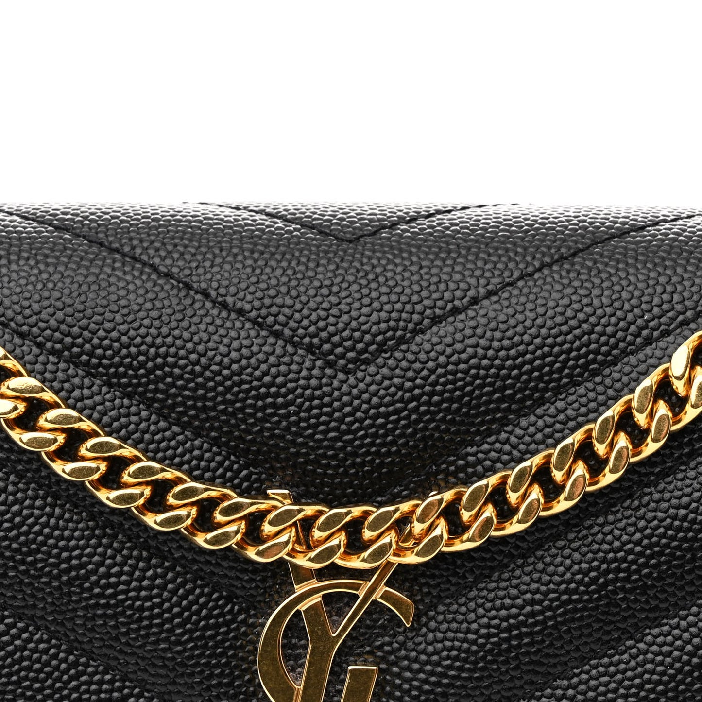 Grain De Poudre Matelasse Chevron Monogram Chain Wallet Black
