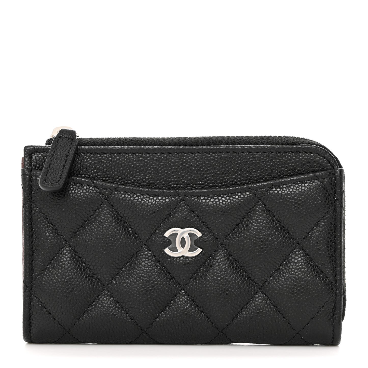 Caviar Quilted CC Zip Around Card Holder Black