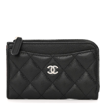 Chanel Caviar Quilted CC Zip Around Card Holder Black 1 of 8