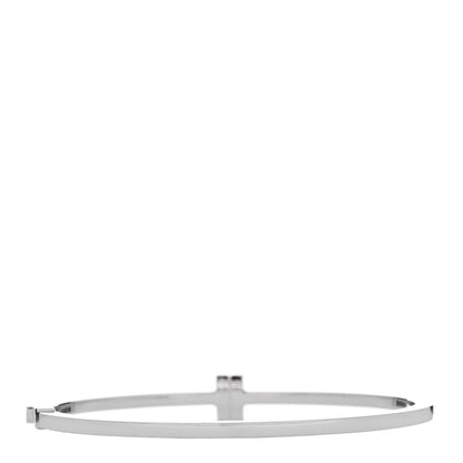 Tiffany 18K White Gold Diamond T Hinged Wire Bangle Bracelet 2 of 4
