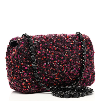 Chanel Glittered Tweed Quilted Mini Rectangular Flap Pink Multicolor 3 of 10