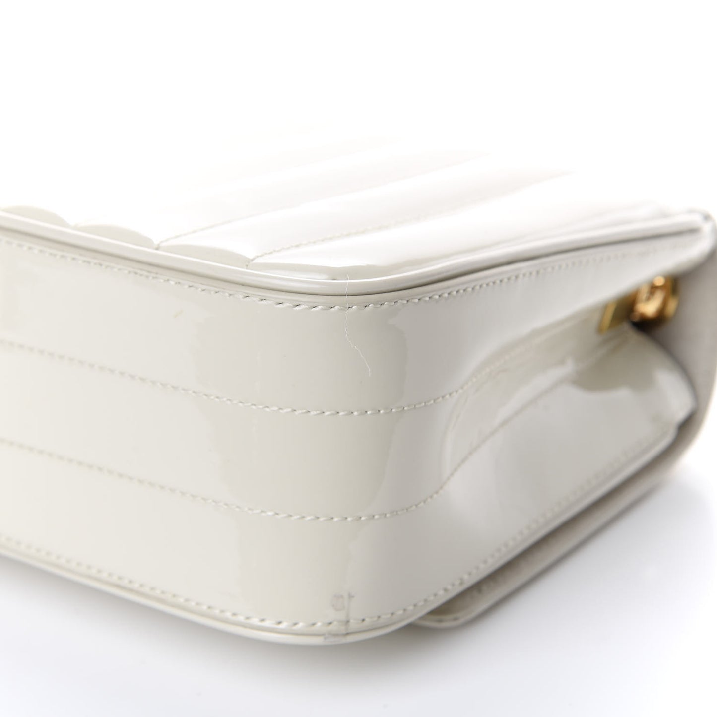 Patent Calfskin Matelasse Monogram Medium Vicky Chain Bag White