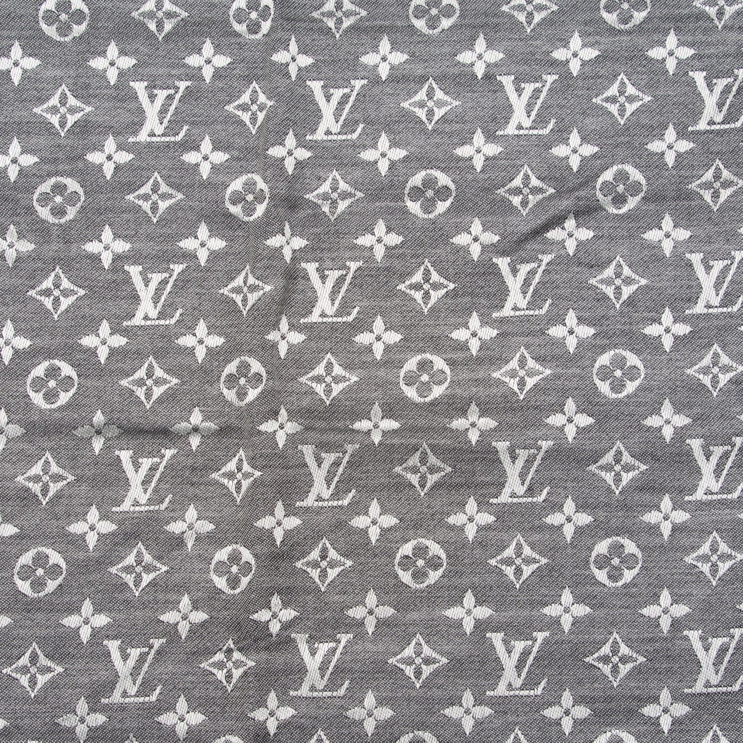 Wool Silk Monogram Denim Shawl Black