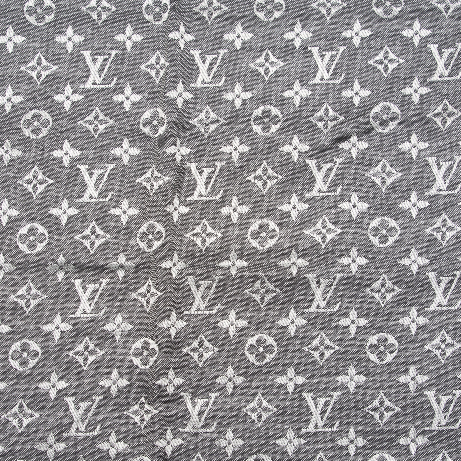 Louis Vuitton Wool Silk Monogram Denim Shawl Black 1 of 7