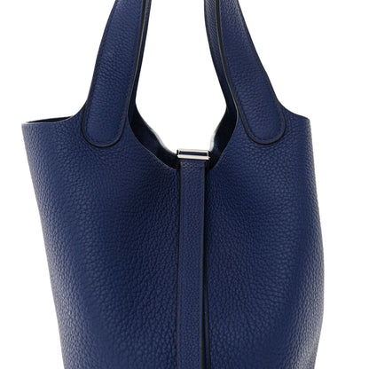 Hermes Taurillon Clemence Picotin Lock 18 PM Bleu Electrique 6 of 11