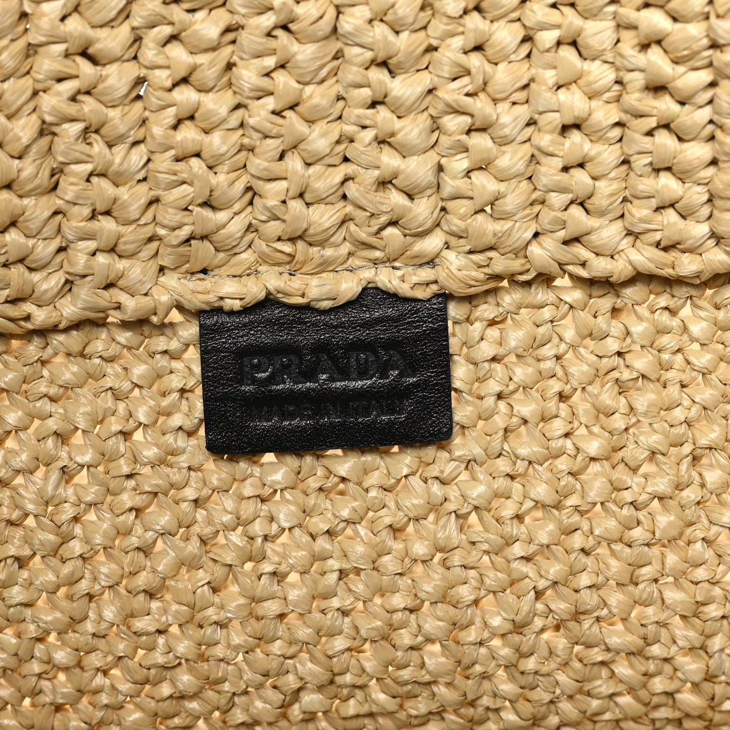 Yarn Raffia Effect Crochet Embroidered Logo Tote Naturale
