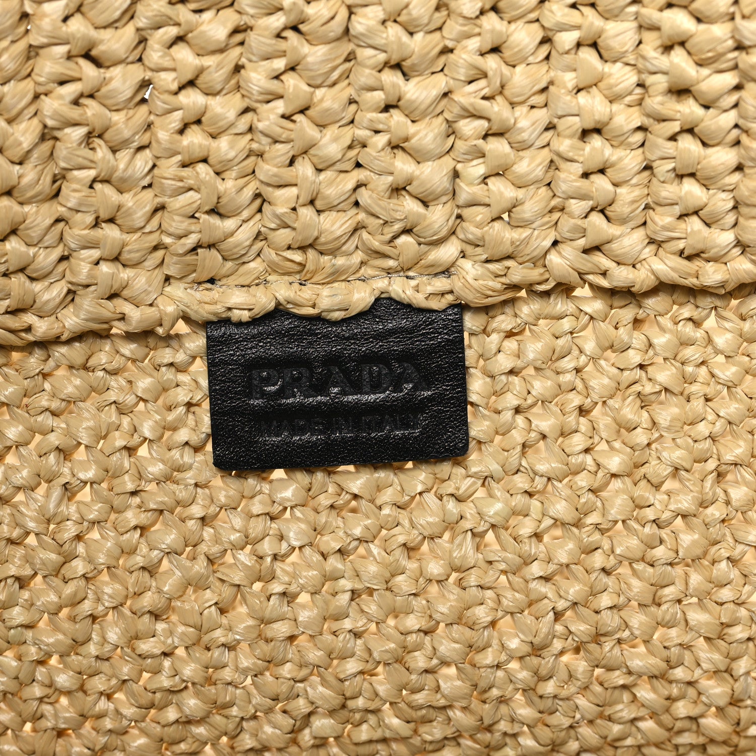 Prada Yarn Raffia Effect Crochet Embroidered Logo Tote Naturale 6 of 12