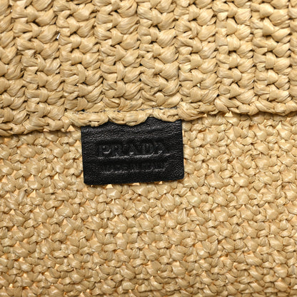Prada Yarn Raffia Effect Crochet Embroidered Logo Tote Naturale 6 of 12