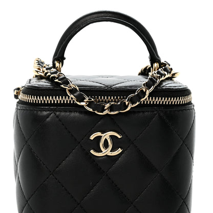 Chanel Lambskin Quilted Top Handle Mini Vanity Case With Chain Black 7 of 11