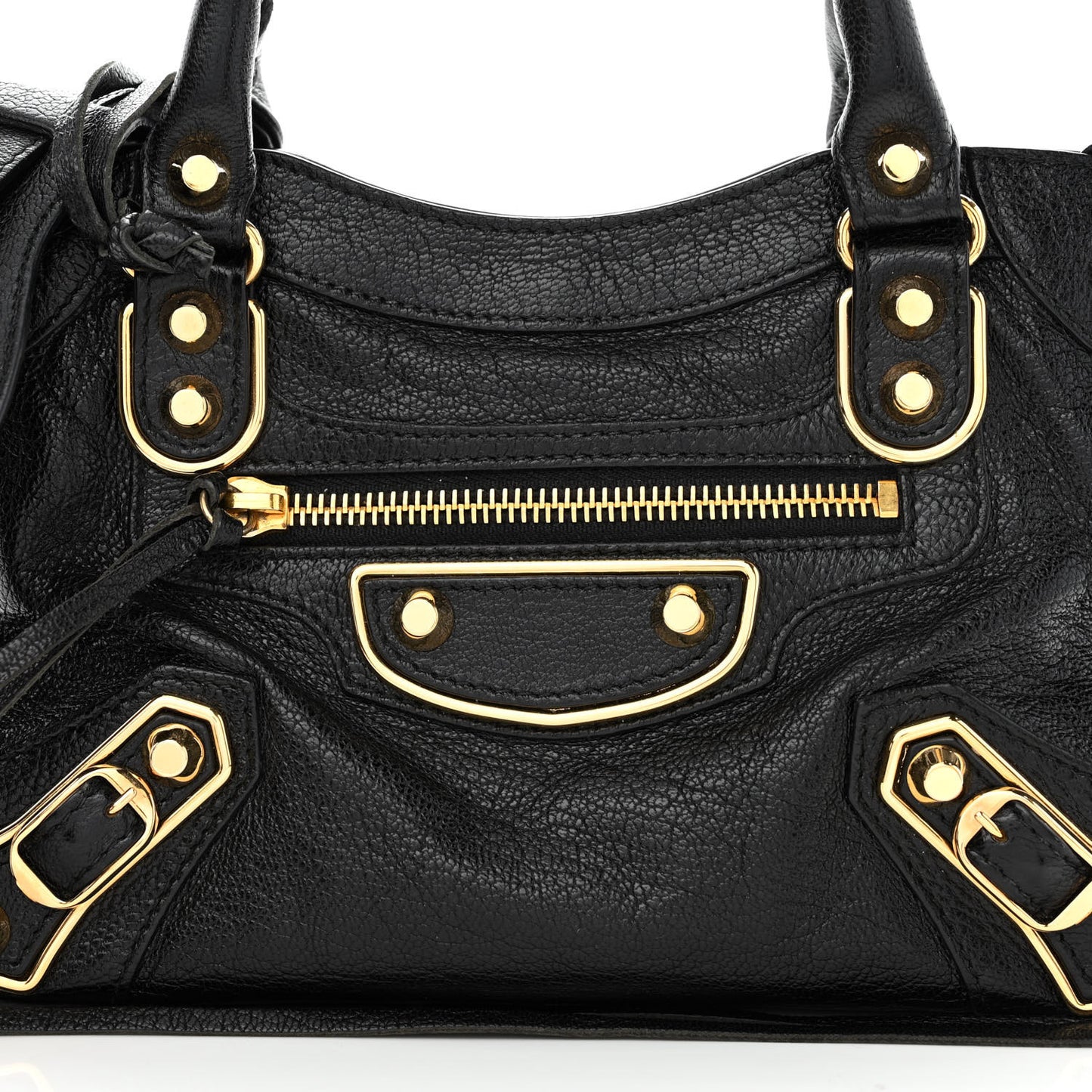 Chevre Gold Metallic Edge Hardware Mini City Black