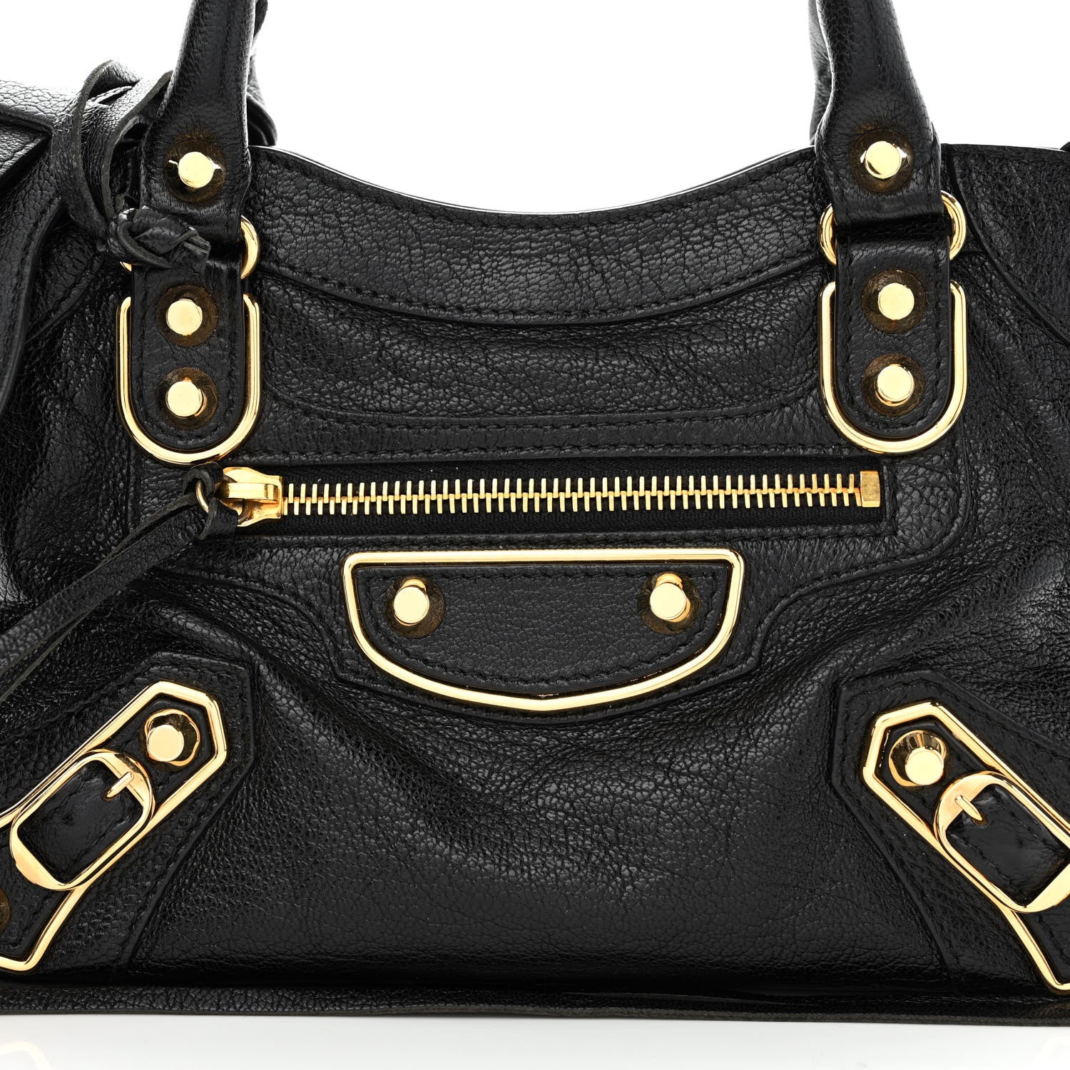 Balenciaga Chevre Gold Metallic Edge Hardware Mini City Black 8 of 11