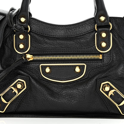 Balenciaga Chevre Gold Metallic Edge Hardware Mini City Black 8 of 11