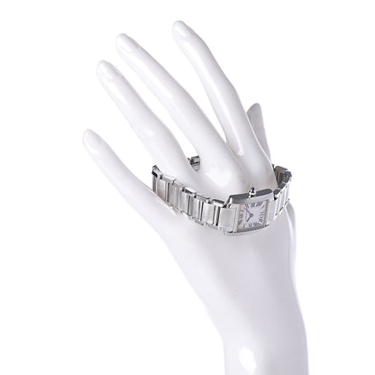Cartier Stainless Steel Pink Mother of Pearl 20mm Tank Francaise Quartz Watch 2 of 10