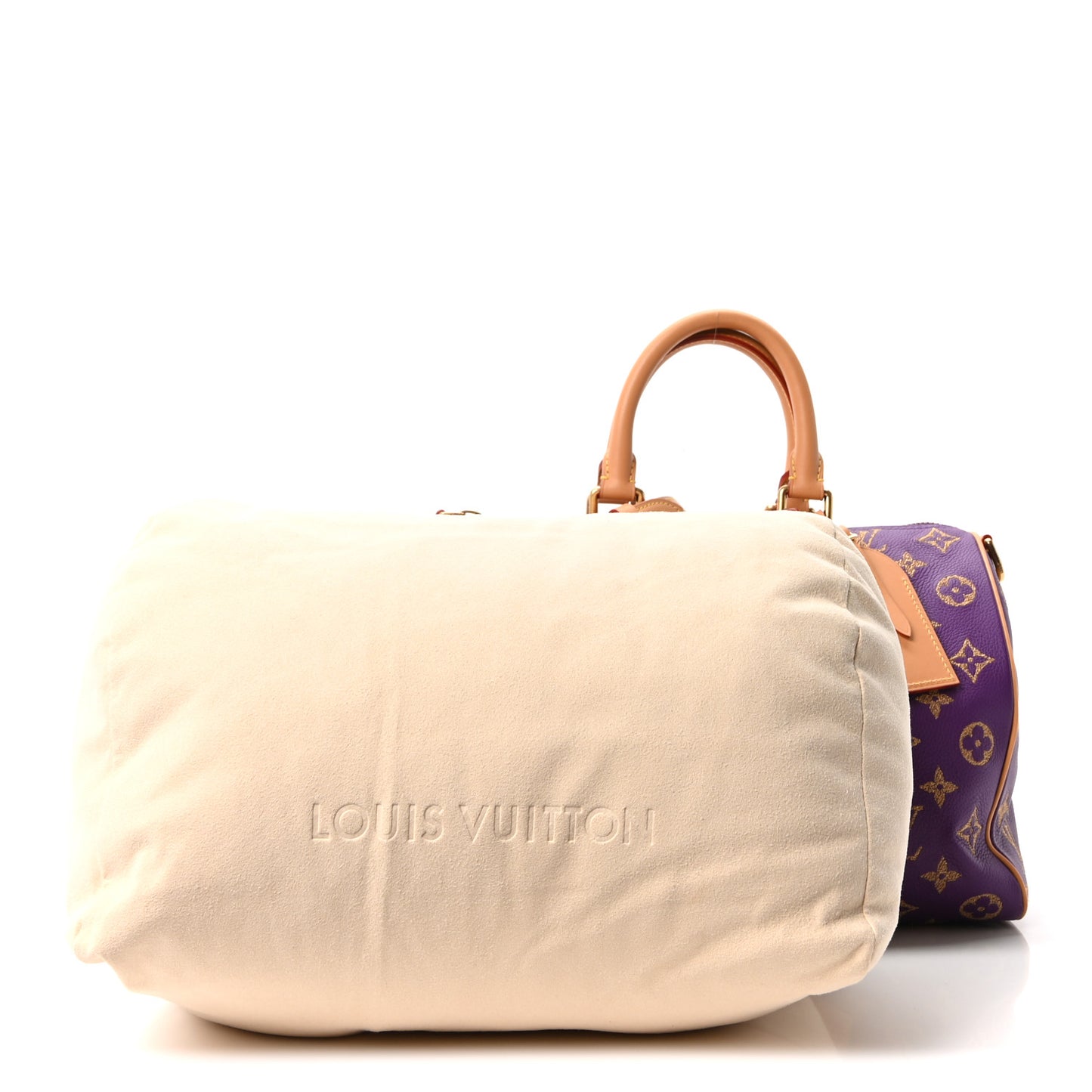 Calfskin Embroidered Monogram Speedy P9 Bandouliere 30 Golden Lotus Purple