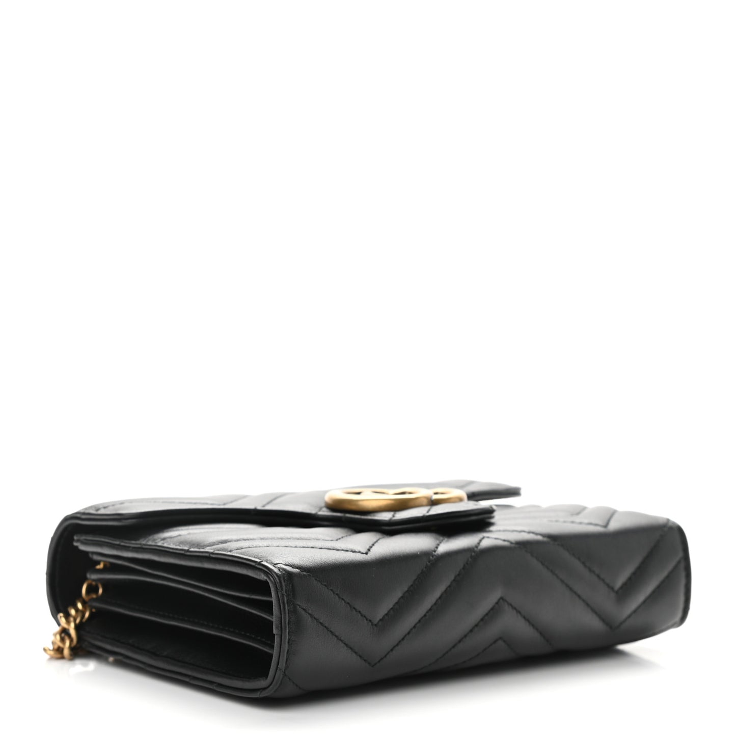 Calfskin Matelasse GG Marmont Chain Wallet Black