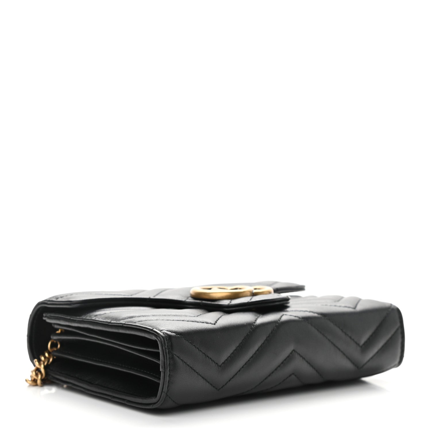 Gucci Calfskin Matelasse GG Marmont Chain Wallet Black 4 of 10
