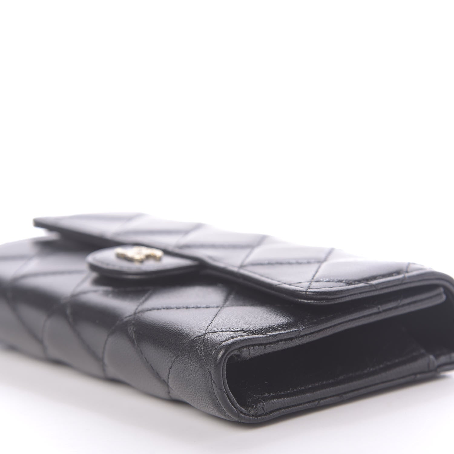 Chanel Shiny Goatskin Quilted Medium Flap Wallet Black 7 of 10