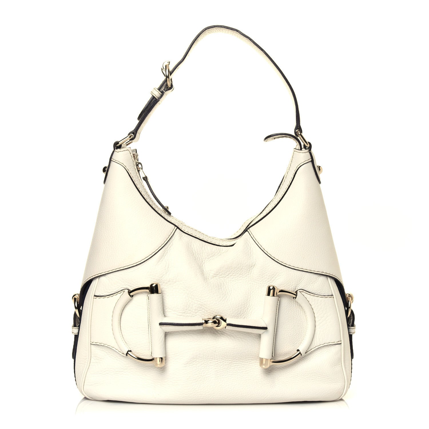 Gucci Calfskin Horsebit Web Hobo White 1 of 7