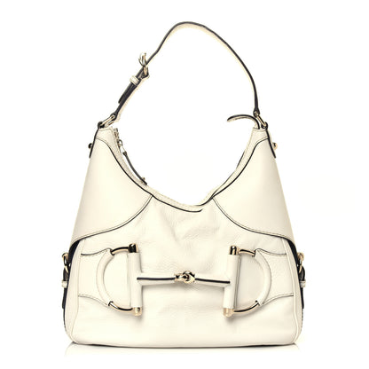 Gucci Calfskin Horsebit Web Hobo White 1 of 7