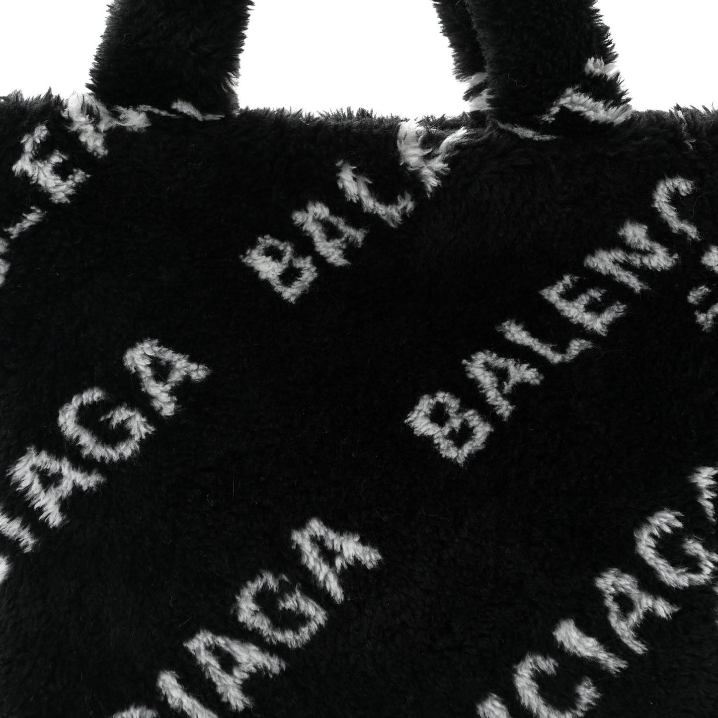 Faux Fur Diagonal Logo Everyday Tote Black White