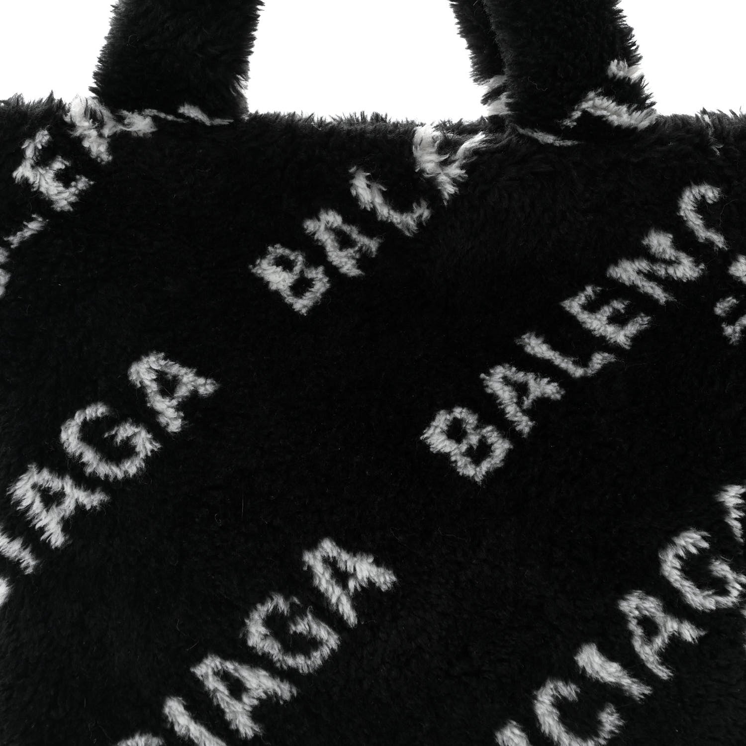 Balenciaga Faux Fur Diagonal Logo Everyday Tote Black White 7 of 9